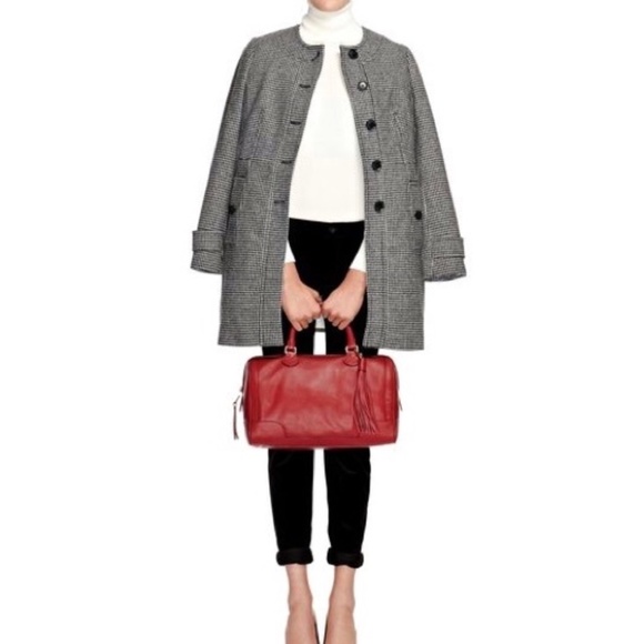 Banana Republic Collarless Houndstooth Wool Coat - Picture 2 of 5